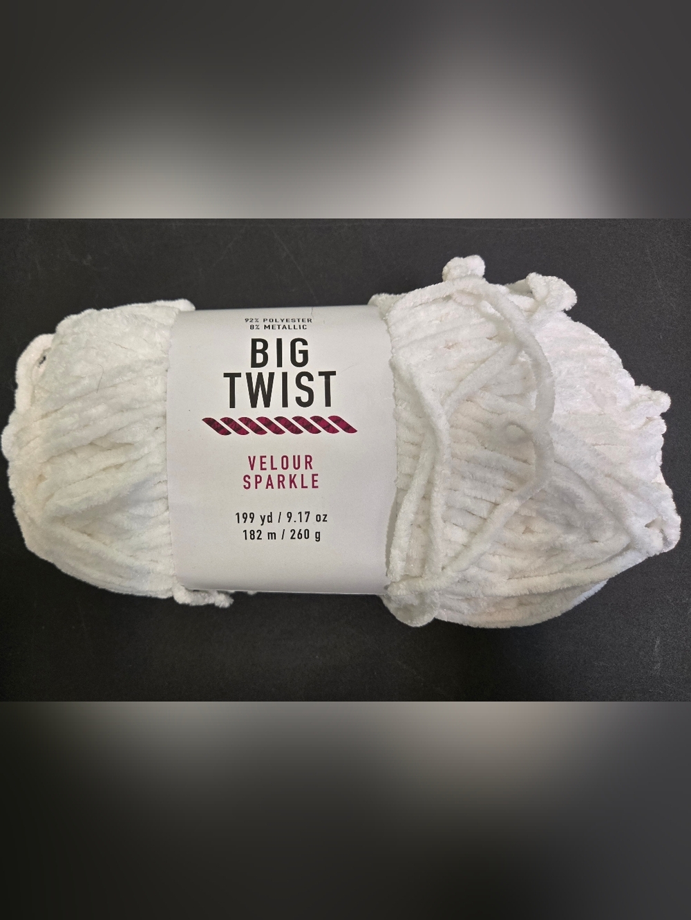 Big Twist Velour Sparkle Yarn - White 9 Oz